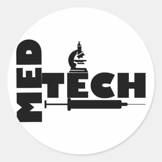MED TECH MICROSCOPE SPUIT LOGO RONDE STICKER (Voorkant)