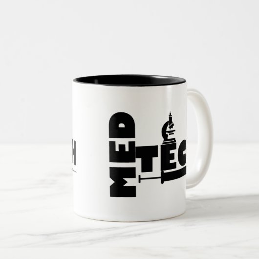 MED TECH MICROSCOPE SPUIT LOGO TWEEKLEURIGE KOFFIEMOK (Voorkant rechts)