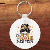 Med Tech One dankbaar Messy Bun Thanksgiving Herfs Sleutelhanger (Voorkant)