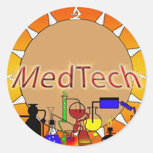 Med Tech STARBURST LOGO Ronde Sticker (Voorkant)