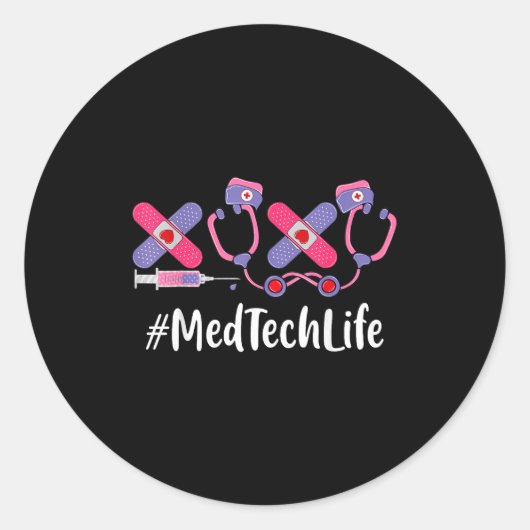 Med Tech Valentines Day Women Heart Stethoscope Ap Ronde Sticker (Voorkant)