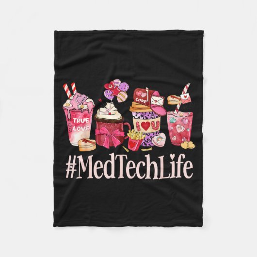 Med Tech Women Coffee Lovers Funny Valentine's Day Fleece Deken (Voorkant)