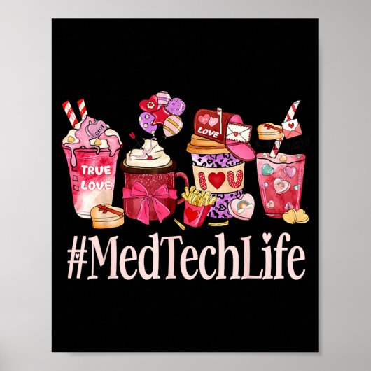 Med Tech Women Coffee Lovers Funny Valentine's Day Poster (Voorkant)