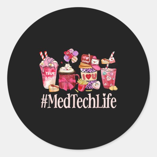 Med Tech Women Coffee Lovers Funny Valentine's Day Ronde Sticker (Voorkant)
