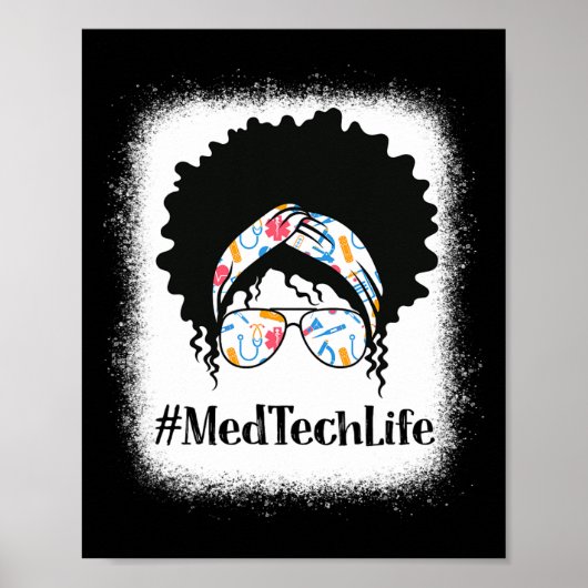 Med Tech Zwarte Afro Rommelige Knot Afro-Amerikaan Poster (Voorkant)