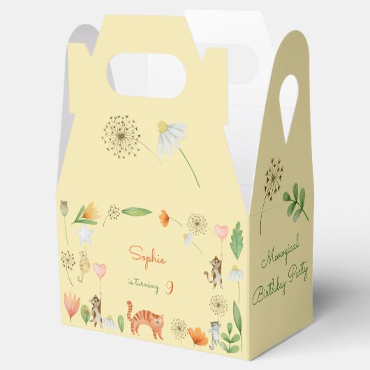 Medaille Katten en Bloemen Verjaardagsfeestje Bedankdoosjes (Geopend)