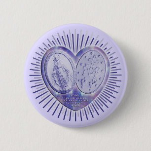 Medaille (médaille miraculeuse) / prachtige medail ronde button 5,7 cm