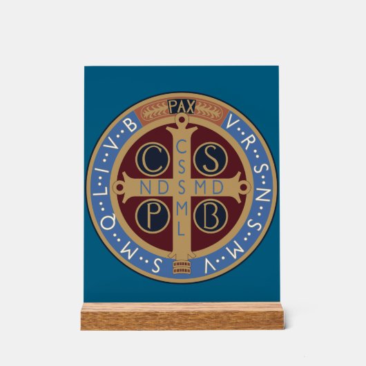Medaille van de Heilige Benedictus Acryl Bord (Voorkant)