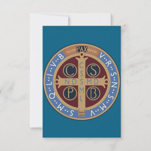 Medaille van de Heilige Benedictus Bedankkaart (Voorkant)