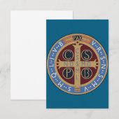 Medaille van de Heilige Benedictus Bedankkaart (Voorkant / Achterkant)