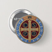 Medaille van de Heilige Benedictus Ronde Button 5,7 Cm (Voorkant /achterkant)