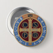 Medaille van de Heilige Benedictus Ronde Button 7,6 Cm (Voorkant /achterkant)