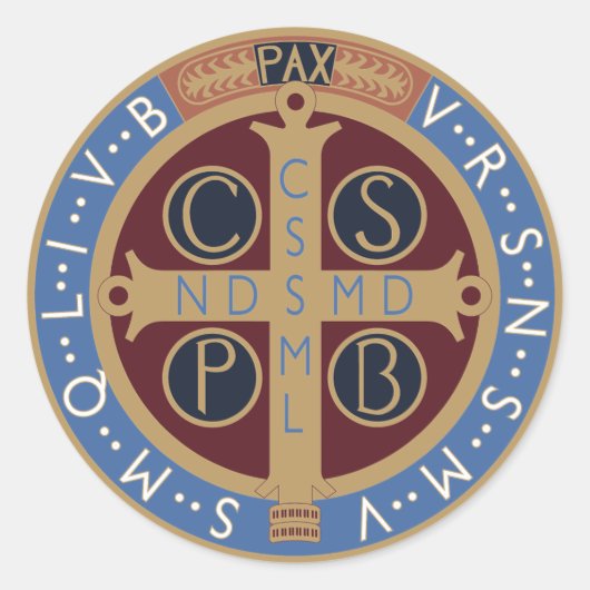 Medaille van de Heilige Benedictus Ronde Sticker (Voorkant)