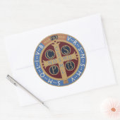 Medaille van de Heilige Benedictus Ronde Sticker (Envelop)