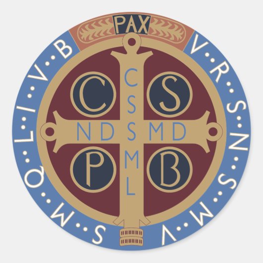 Medaille van de Heilige Benedictus Ronde Sticker (Voorkant)