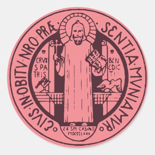 Medaille van de Heilige Benedictus Ronde Sticker (Voorkant)