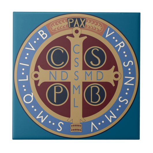 Medaille van de Heilige Benedictus Tegeltje (Voorkant)