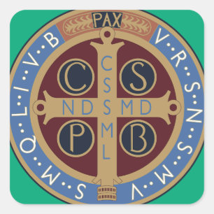Medaille van de Heilige Benedictus Vierkante Sticker