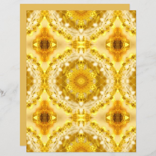 Medaillon in Mosterd Gouden Gele Batik Patroon (Voorkant / Achterkant)
