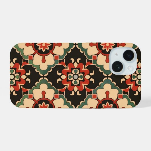 medaillonpatroon iPhone 15 case (Achterkant horizontaal)