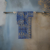 Medaillons, motieven blauw goud Victoriaans zilver Bad Handdoek