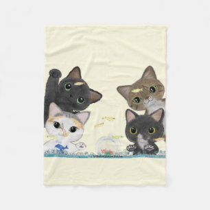Medaka Cats Fleece Deken