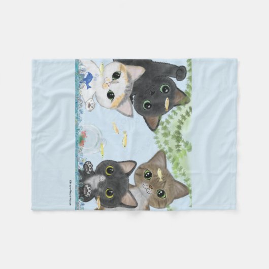 Medaka Cats Fleece Deken (Voorkant (Horizontaal))