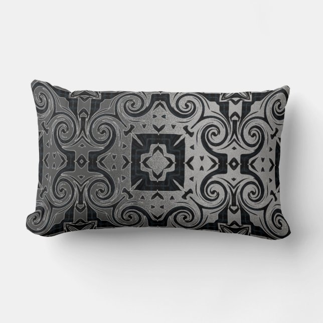 Medalian Black/Silver-Texture 1 Design 1/Black Kussen (Voorkant)