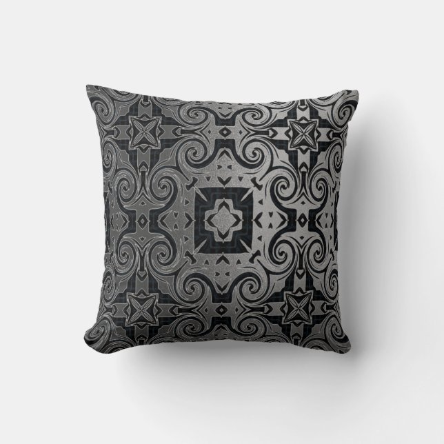 Medalian Black/Silver-Texture 1 Design 2 Kussen (Voorkant)