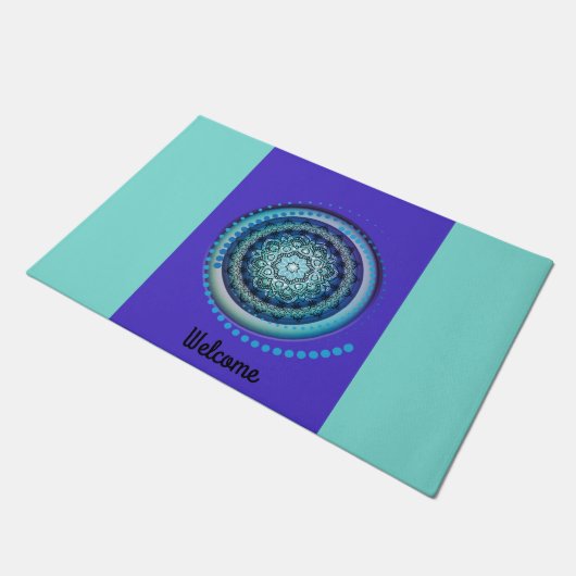 Medallion Aqua blue paarse Welcome Mat (Schuin)