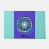 Medallion Aqua blue paarse Welcome Mat (Voorkant)