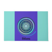 Medallion Aqua blue paarse Welcome Mat
