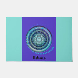 Medallion Aqua blue paarse Welcome Mat