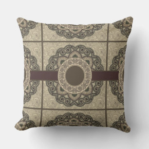 Medallion Design Taupe Reversieable Pillow Kussen
