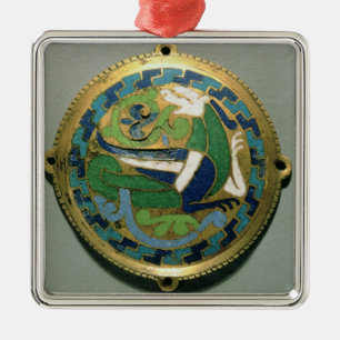 Medallion die een draak, Frans, van Conques afschi Metalen Ornament