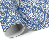 Medallion in het Perzische Tile Patroon - Blauw en Cadeaupapier (Rol Hoek)