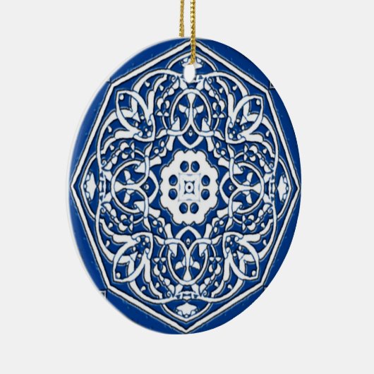 Medallion in het Perzische Tile Patroon - Blauw en Keramisch Ornament (Rechts)