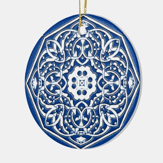 Medallion in het Perzische Tile Patroon - Blauw en Keramisch Ornament (Links)