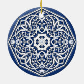 Medallion in het Perzische Tile Patroon - Blauw en Keramisch Ornament (Achterkant)