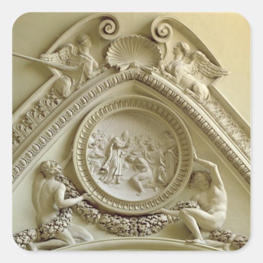 Medallion met de Baptisme van Constantine Vierkante Sticker (Voorkant)