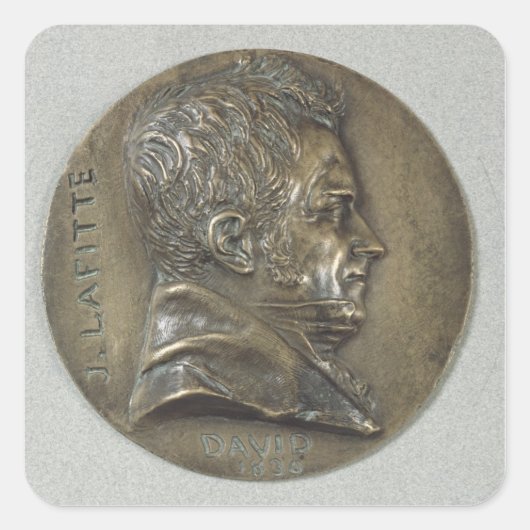 Medallion met een portret van Jacques Lafitte Vierkante Sticker (Voorkant)