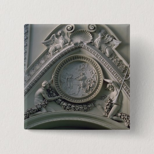 Medallion met Emperor Constantine Vierkante Button 5,1 Cm (Voorkant)