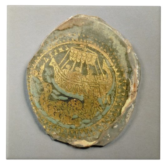 Medallion met Jonah en de walvis, Roman, 4t Tegeltje (Voorkant)
