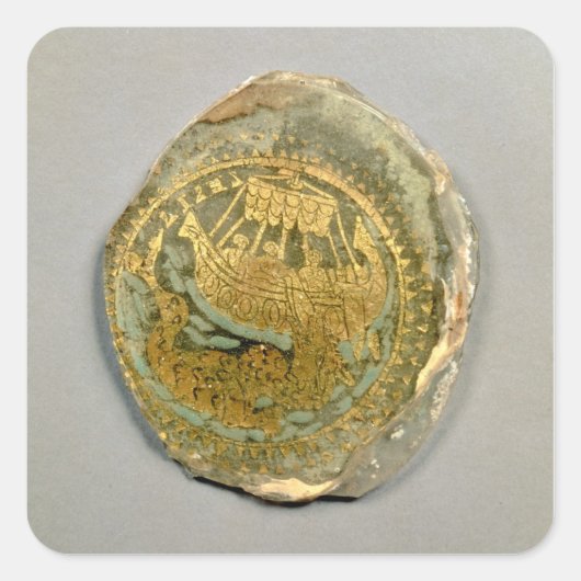 Medallion met Jonah en de walvis, Roman, 4t Vierkante Sticker (Voorkant)