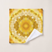 Medallion Patroon in Mosterdgeel Batik Patroon Bad Handdoek (Wasdoekje)