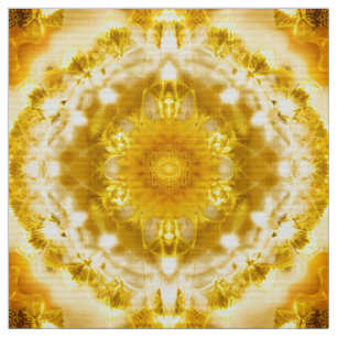 Medallion Patroon in Mosterdgeel Batik Patroon Stof
