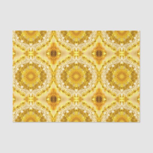 Medallion Patroon in Mosterdgeel Batik Patroon Tissuepapier (Voorkant)