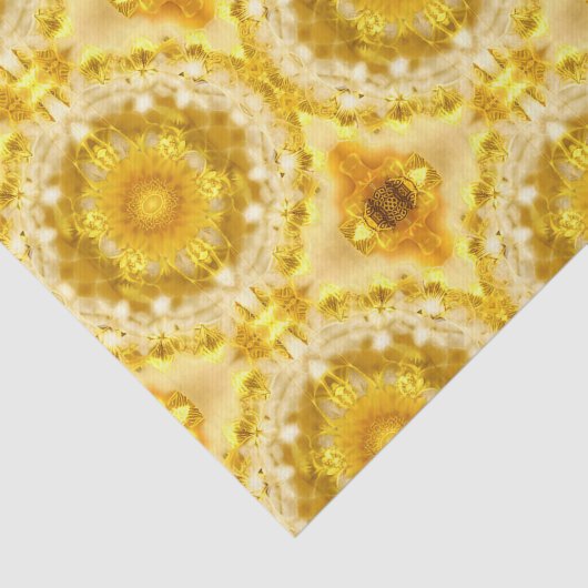 Medallion Patroon in Mosterdgeel Batik Patroon Tissuepapier (Detail)