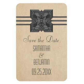Medallion Rand Save the Date Magneet, Beige Magneet