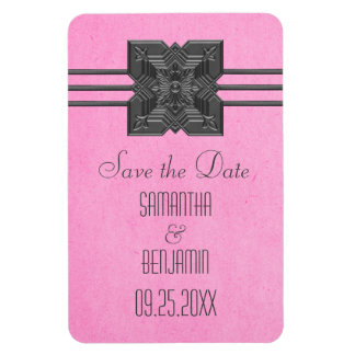 Medallion Rand Save the Date Magneet, Roze Magneet